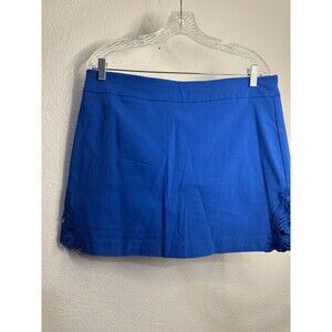 D.F.A. New York Petite Womens Blue Skort Embroidered Design On Sides 14P